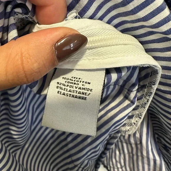 Tanya Taylor Pinstriped Off the Shoulder Lace Isadora Poplin Top - Picture 12 of 12